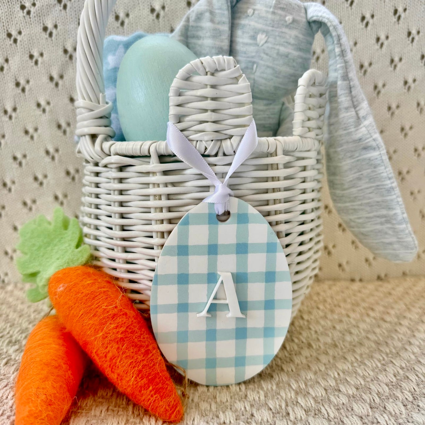 Easter Gingham Printed Acrylic Personalised Tag