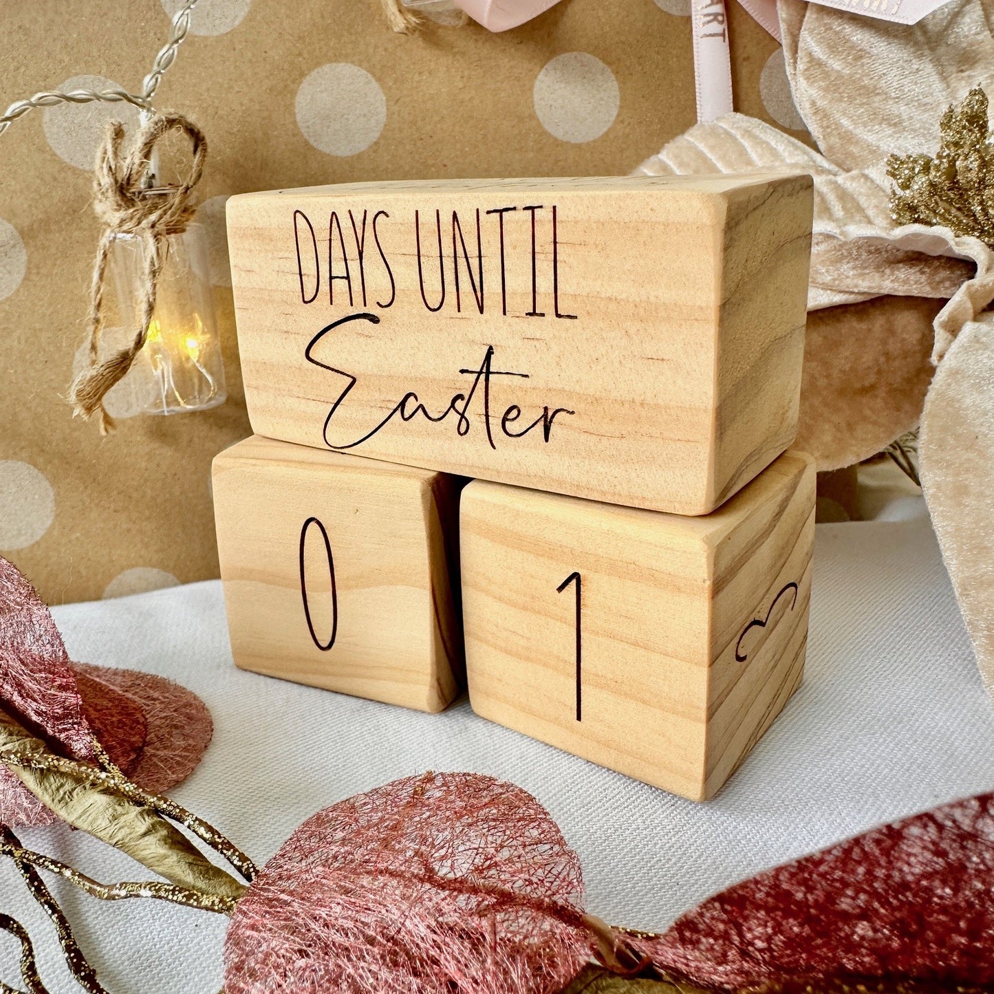 Easter Countdown Wooden Pine Blocks
