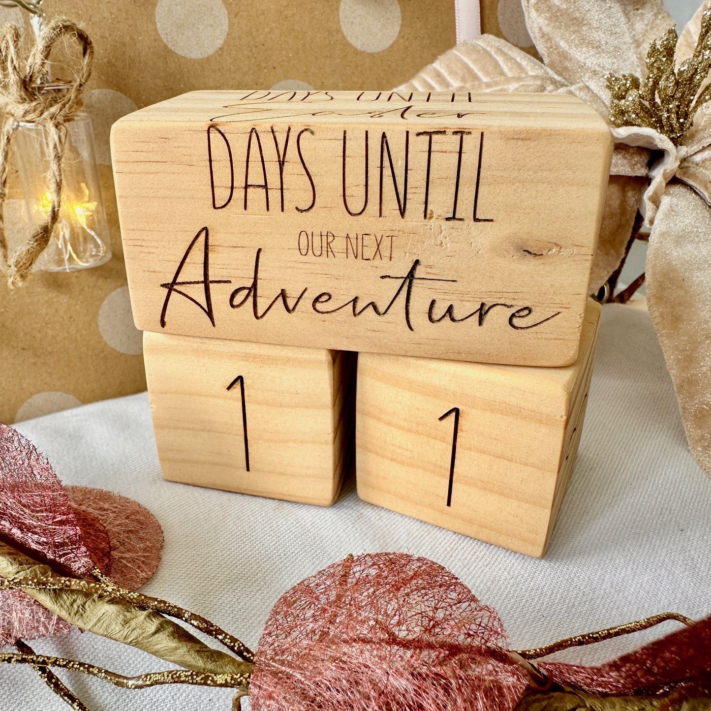 Next Adventure Countdown Wooden Pine Blocks