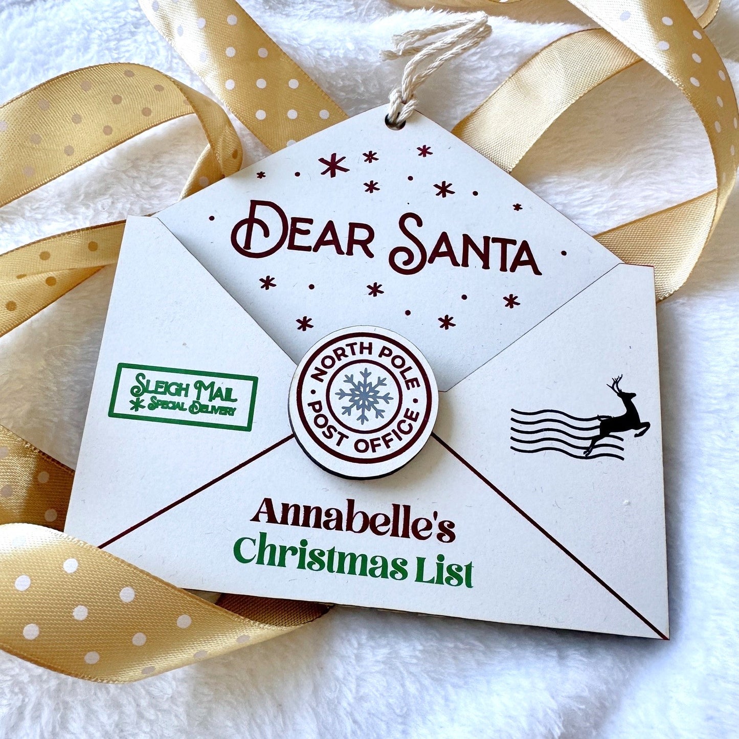 Christmas Wooden Santa Letter Envelope North Pole