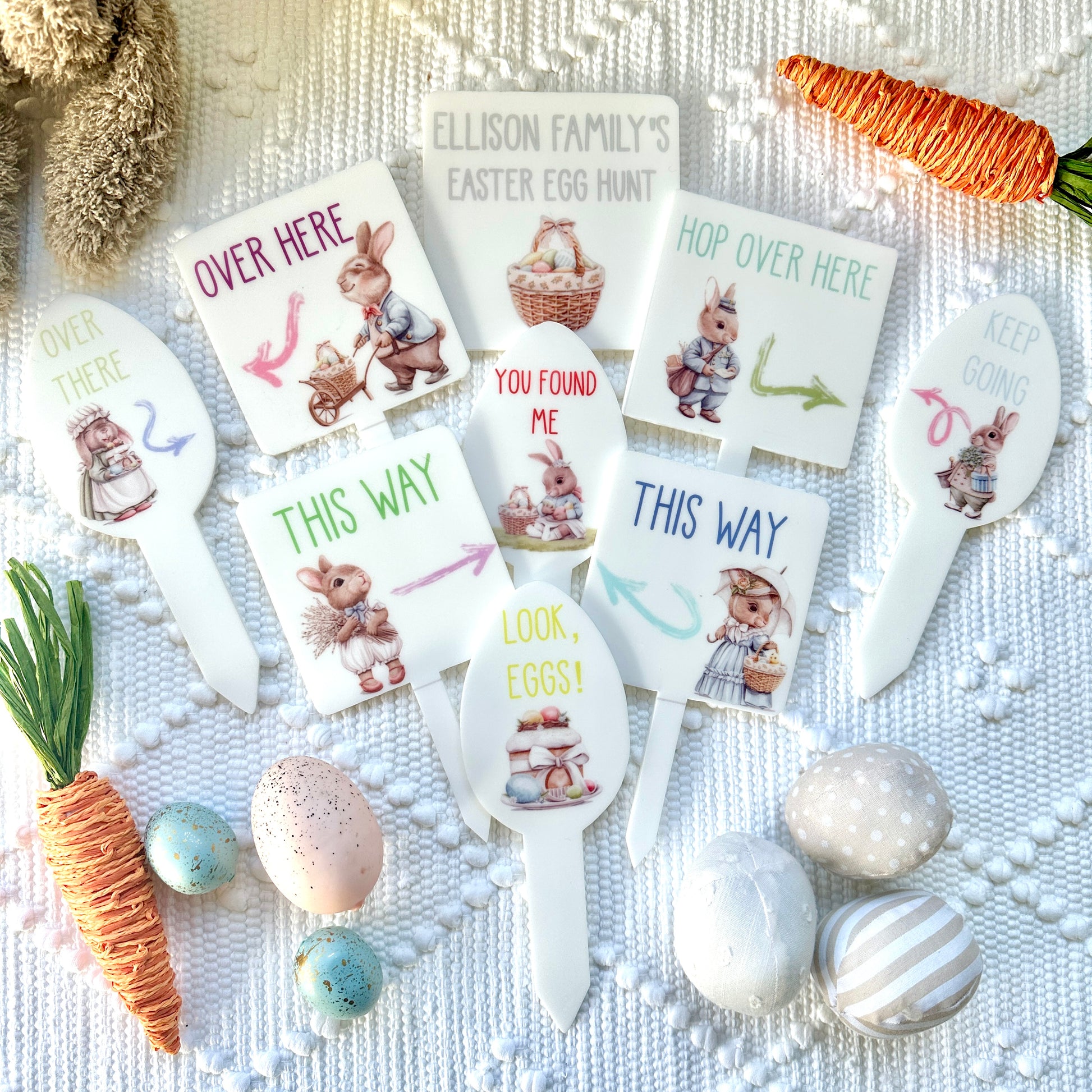 Gift Decoration Easter Egg Hunt Kids Game Children 2023 Event Clues Acrylic Signs Rabbit Bunny