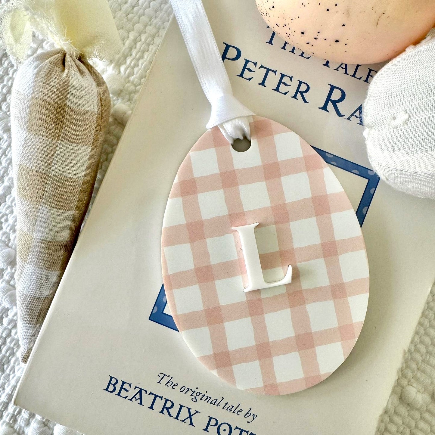 Easter Gingham Printed Acrylic Personalised Tag