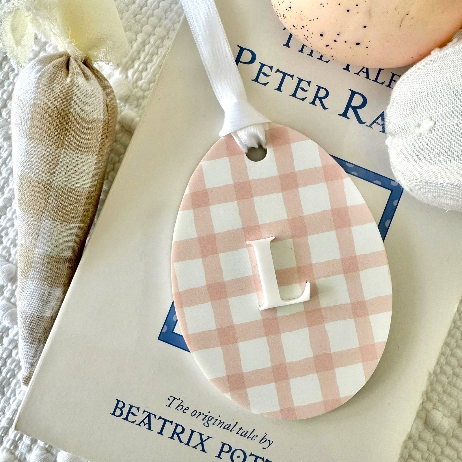 Easter Gingham Printed Acrylic Personalised Tag