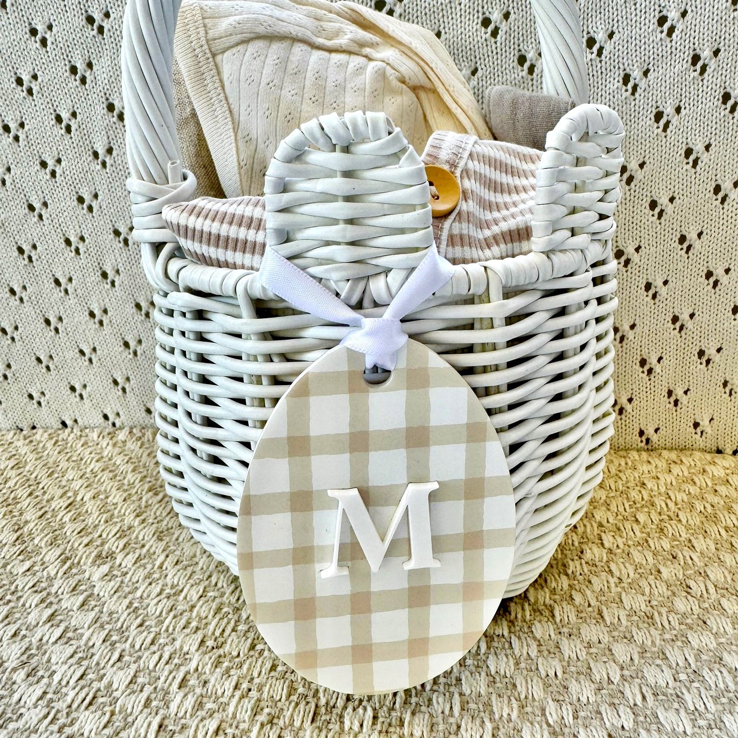 Easter Gingham Printed Acrylic Personalised Tag