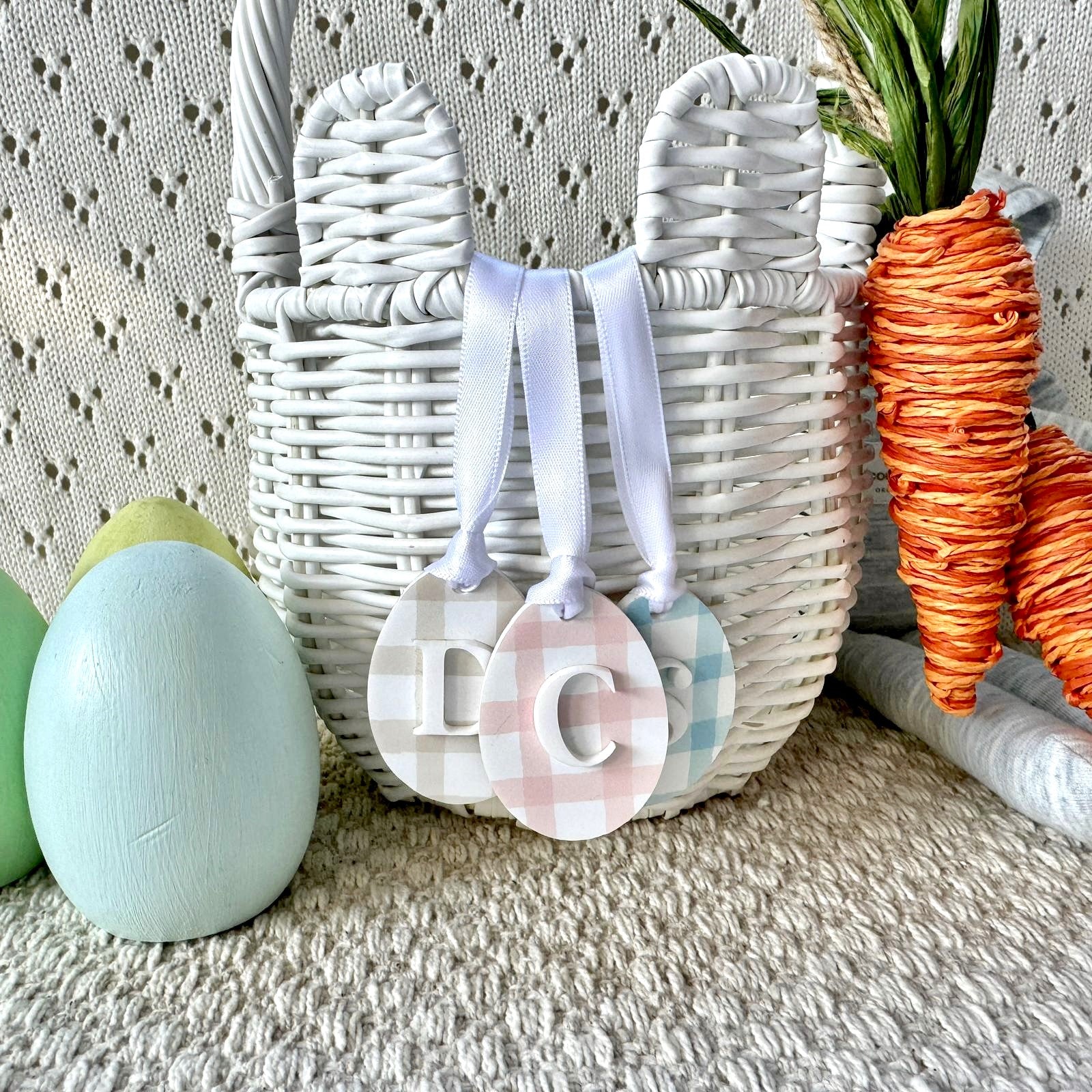 Easter Gingham Printed Acrylic Personalised Tag