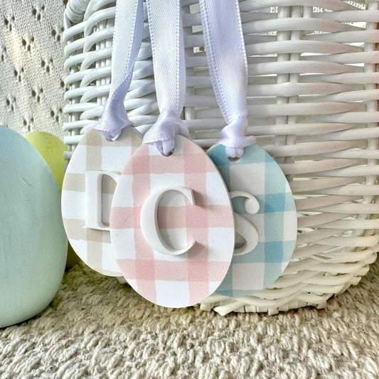 Easter Gingham Printed Acrylic Personalised Tag