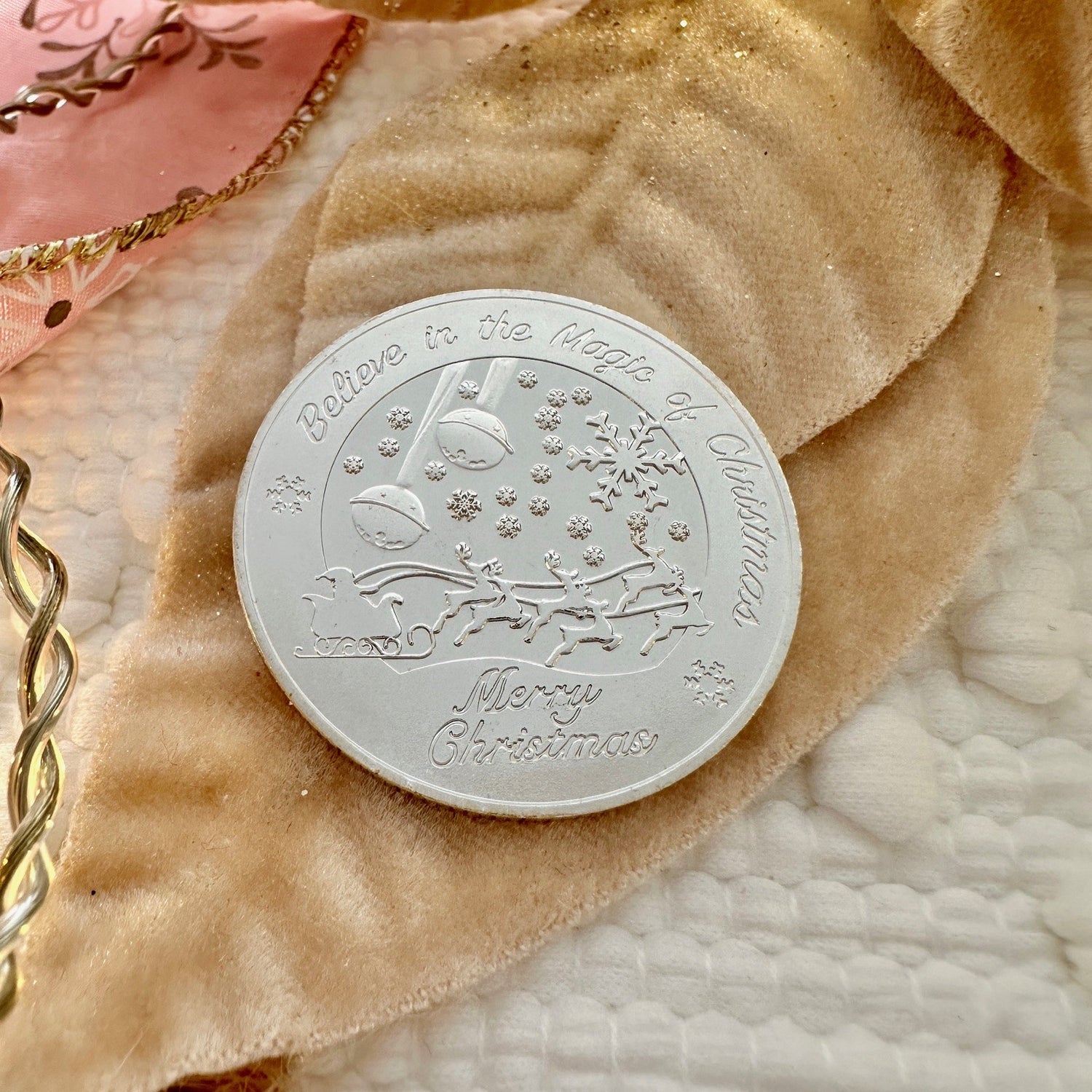 Christmas Santa Claus Coin Gold Silver Festive Play