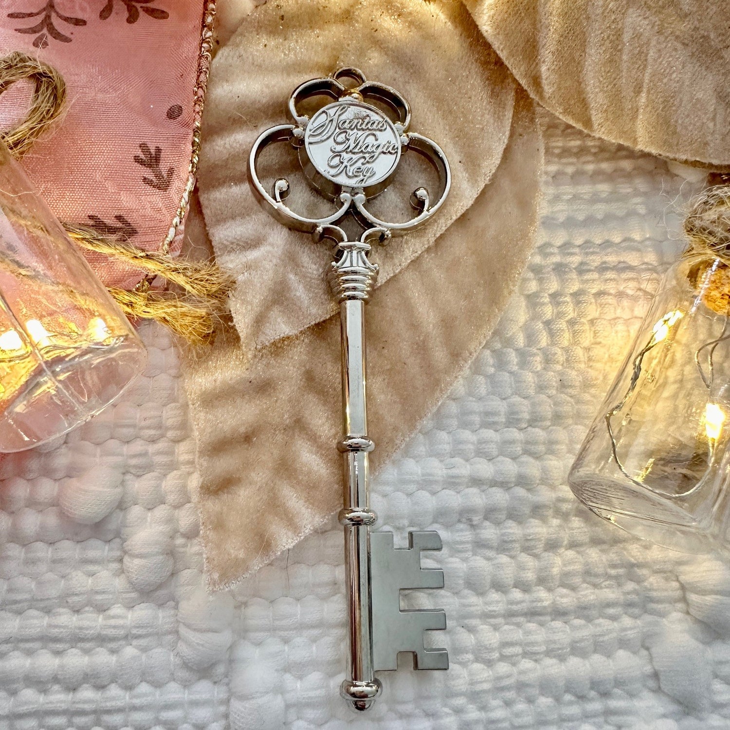 Christmas Santa Claus Magic Key Metal Silver Rose Gold