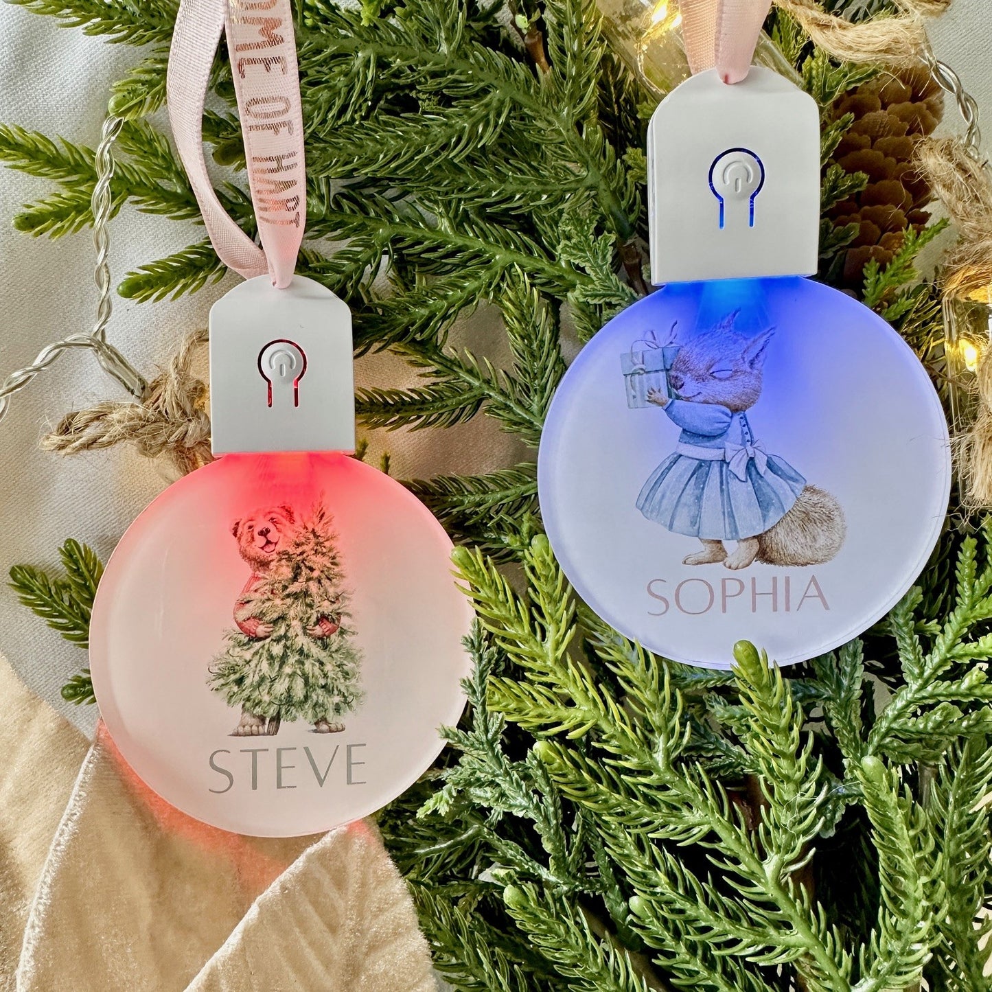 Christmas Personalised Bauble Lights Festive USB