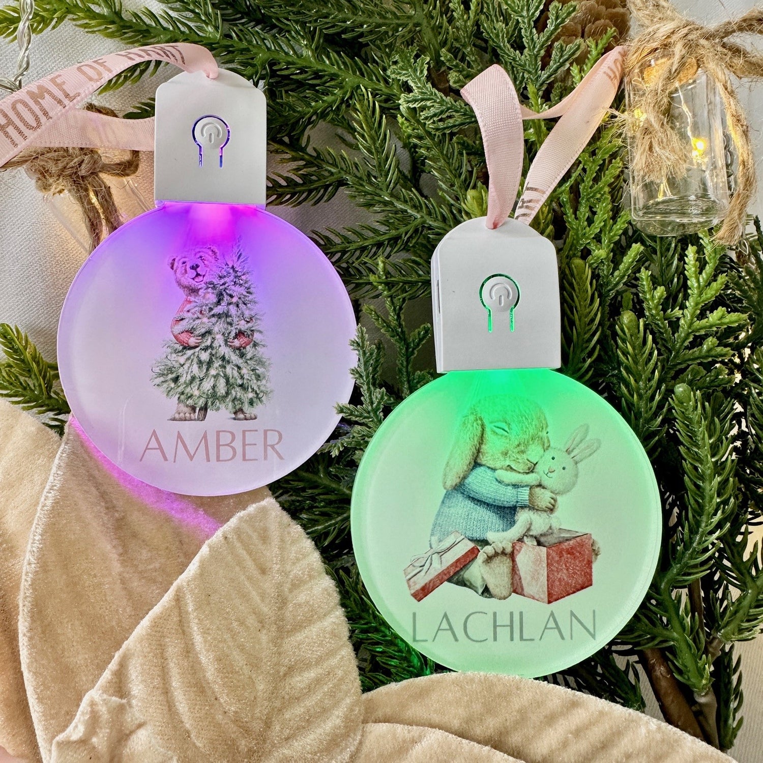 Christmas Personalised Bauble Lights Festive USB