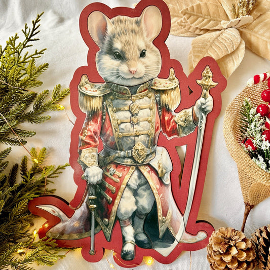 Christmas vintage shaped jigsaw puzzle red mouse