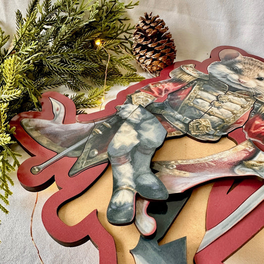 Christmas vintage shaped jigsaw puzzle red mouse