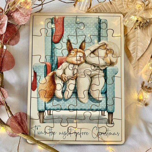 Christmas Jigsaw Vintage Rabbit Squirrel Festive