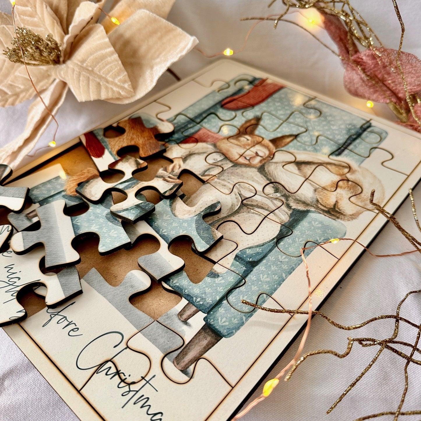 Christmas Jigsaw Vintage Rabbit Squirrel Festive