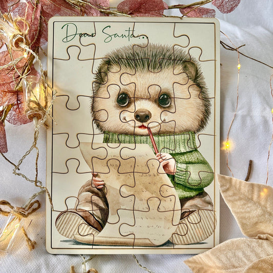 Christmas Festive Vintage Hedgehog Jigsaw Puzzle