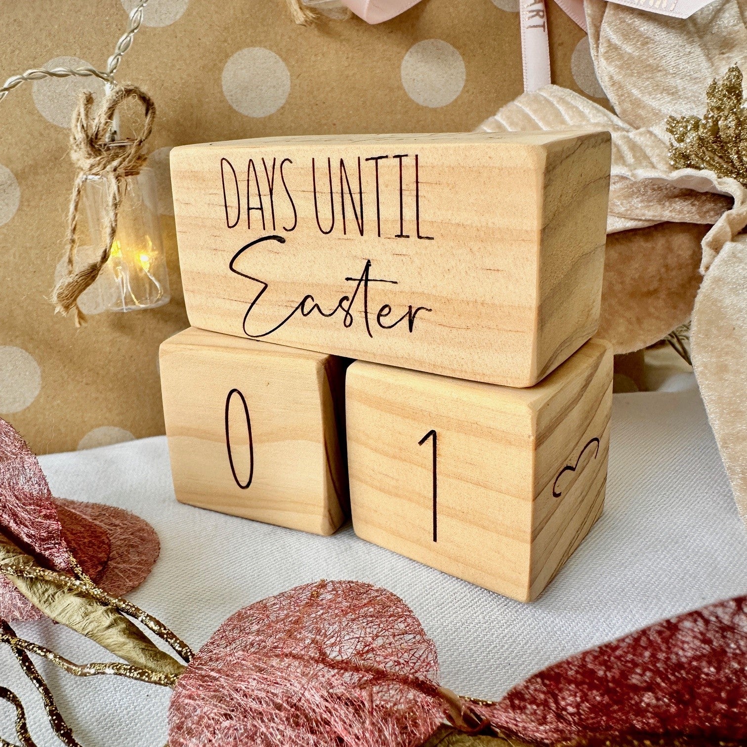 Easter Countdown Wooden Pine Blocks