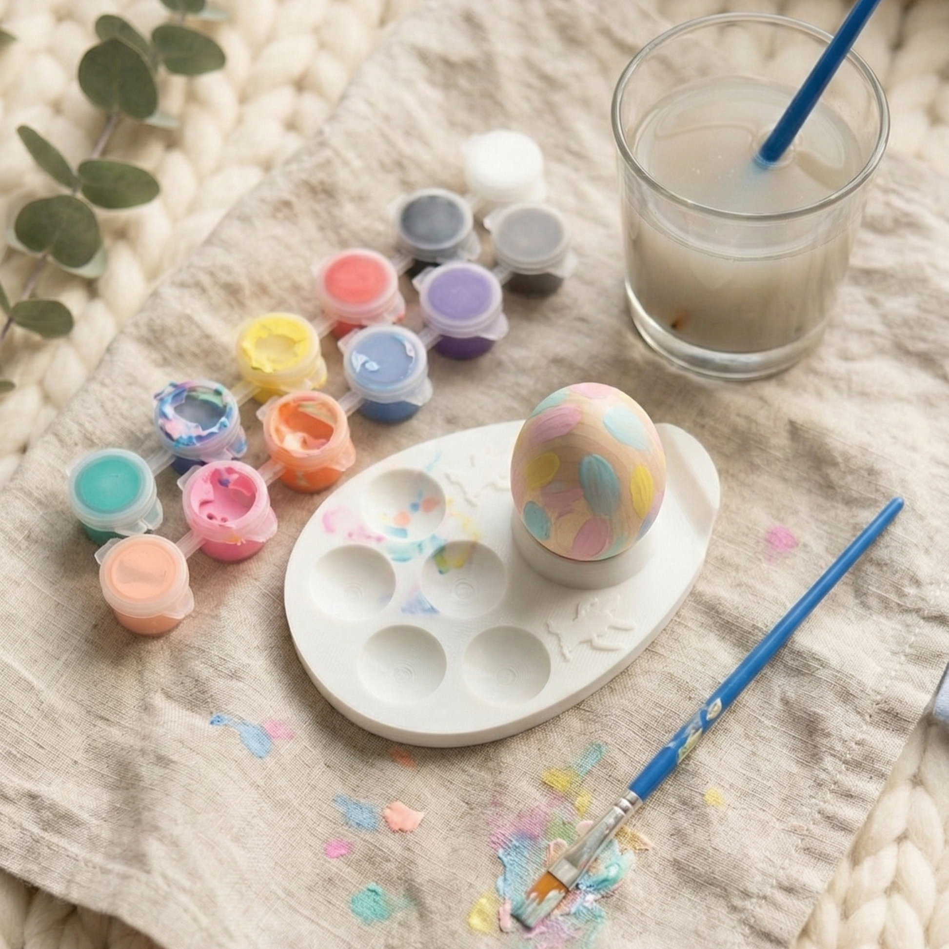Easter Egg Painting palette, kids, fun, wooden, egg, paint