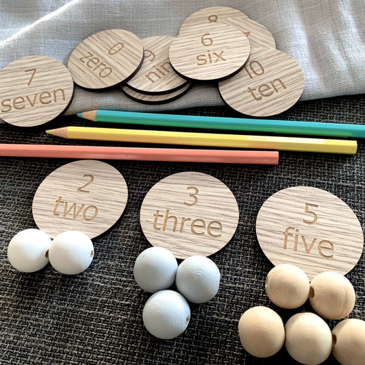 Wooden Learning Numbers Discs