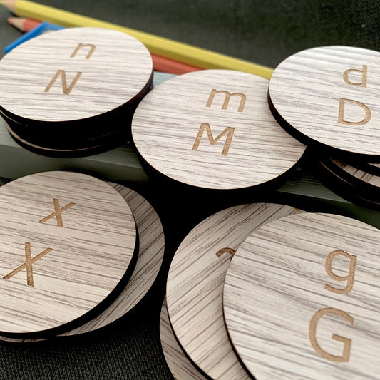 Wooden Learning Letters Discs