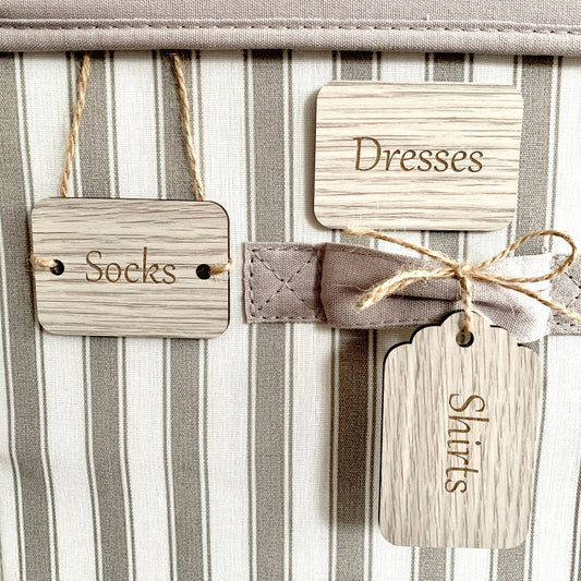 Wooden Grey Laundry Labels