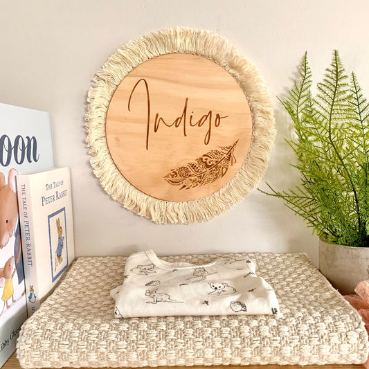 Wooden Personalised Personalized Boho Disc