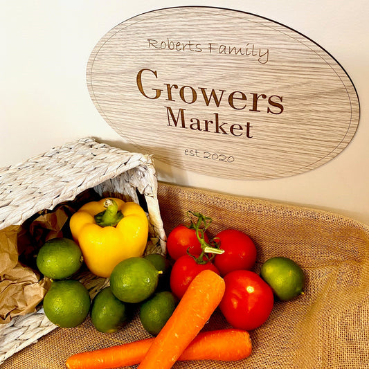 Wooden Personalised Growers Market Sign