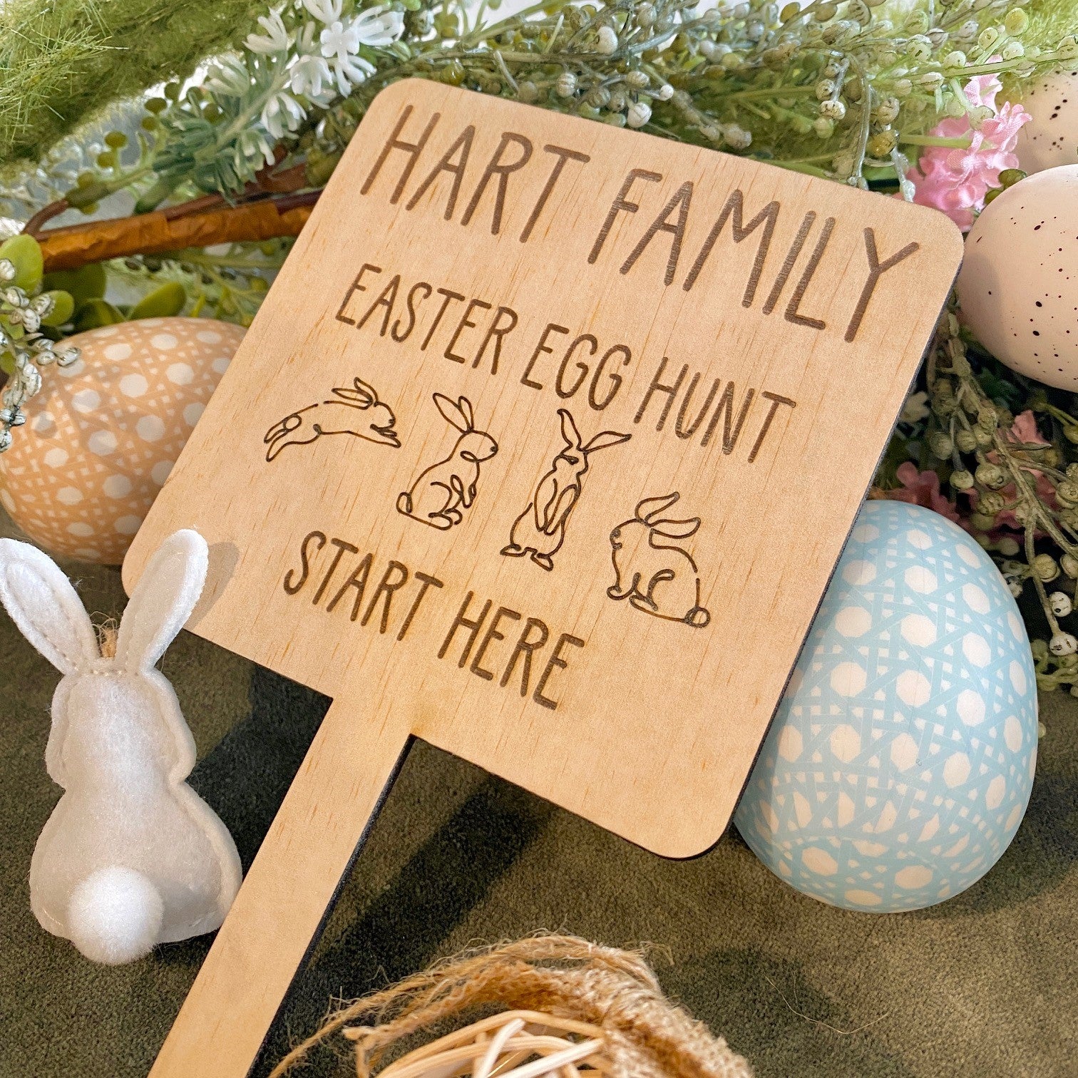 Easter Egg Hunt Wooden Kit Signs Personalised Personalized
