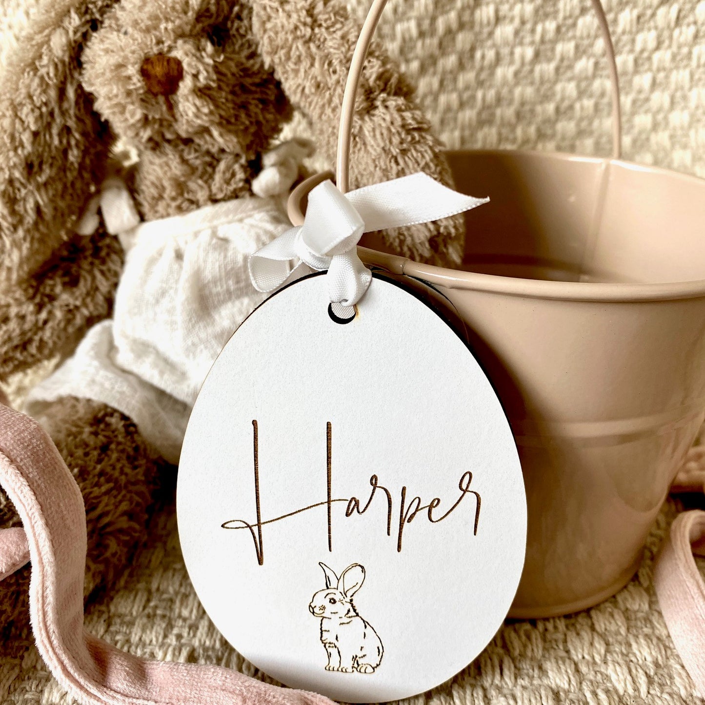 Easter Wooden Personalised Egg Basket Tag
