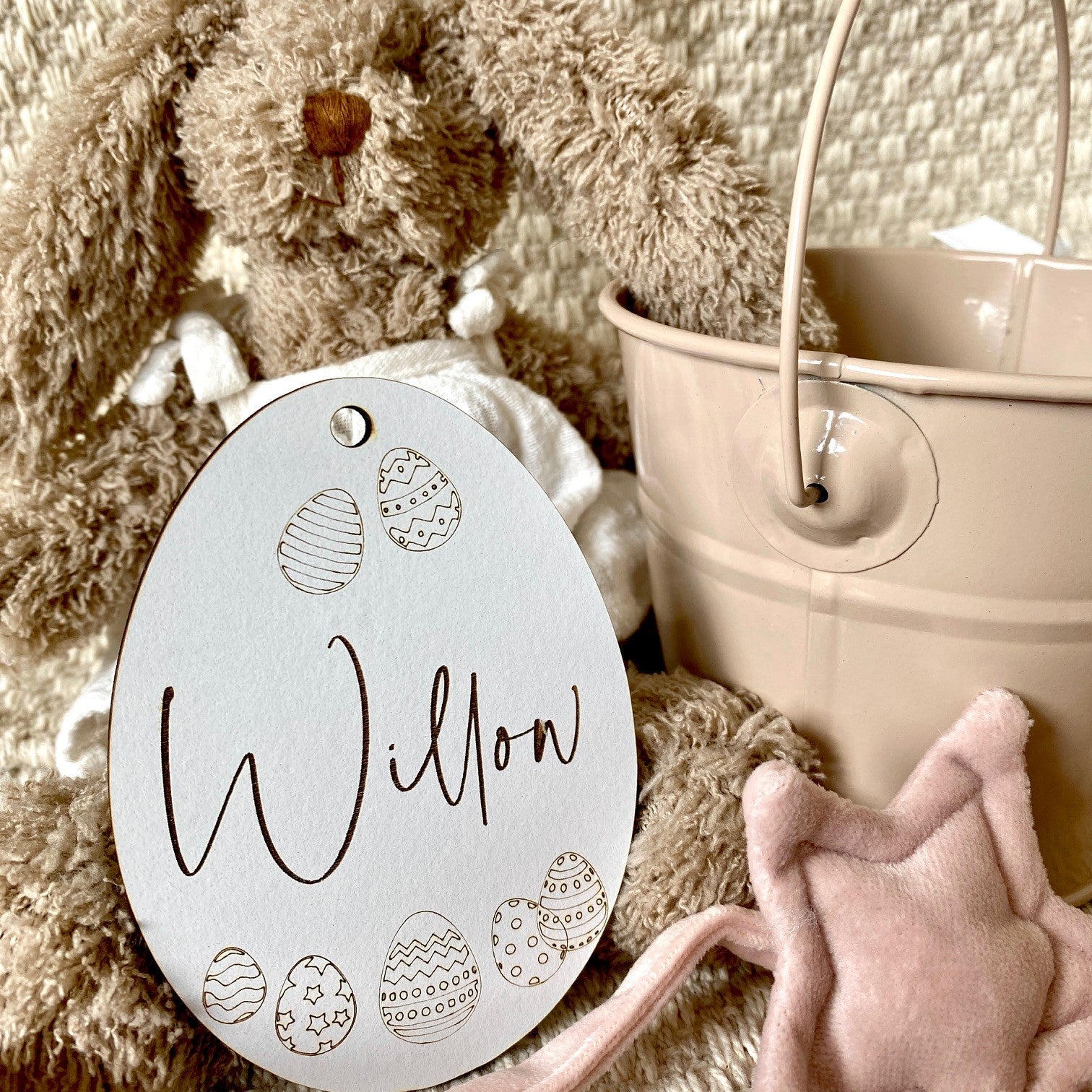 Easter Wooden Personalised Egg Basket Tag