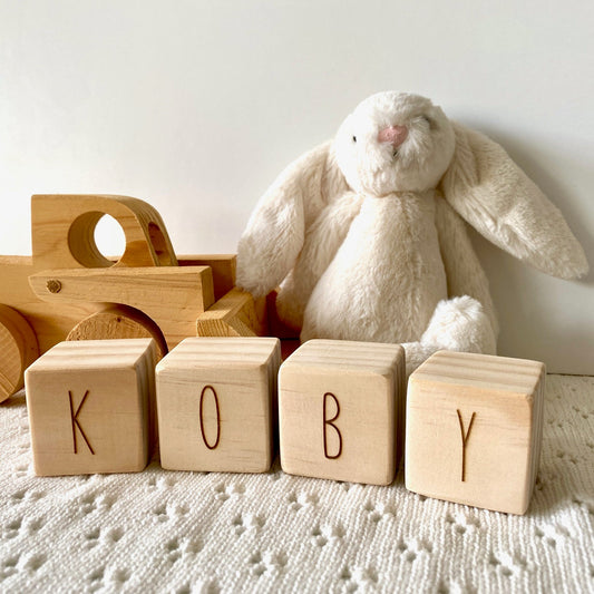 Wooden Alphabet Letter Blocks Cube Letters