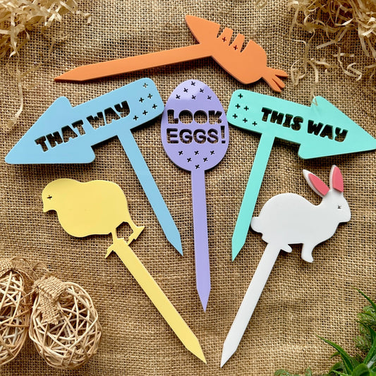 Gift Decoration Easter Egg Hunt Kids Game Children 2023 Event Clues Acrylic Signs Rabbit Chick Decor