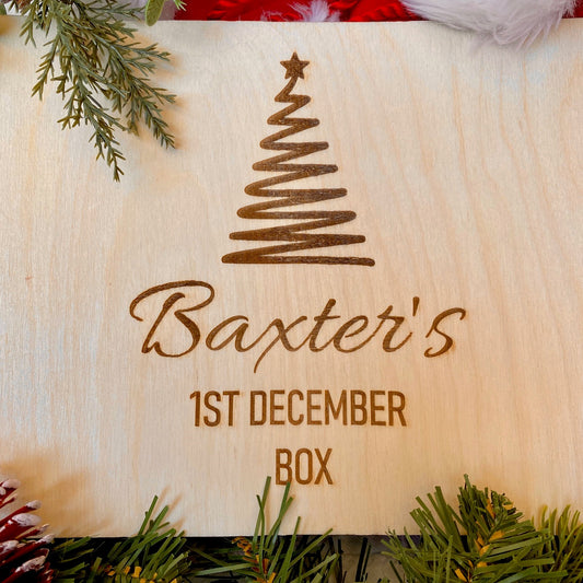 Personalised Wooden Christmas Eve Box Engraved Family Festive Nutcracker Tree Santa's Face