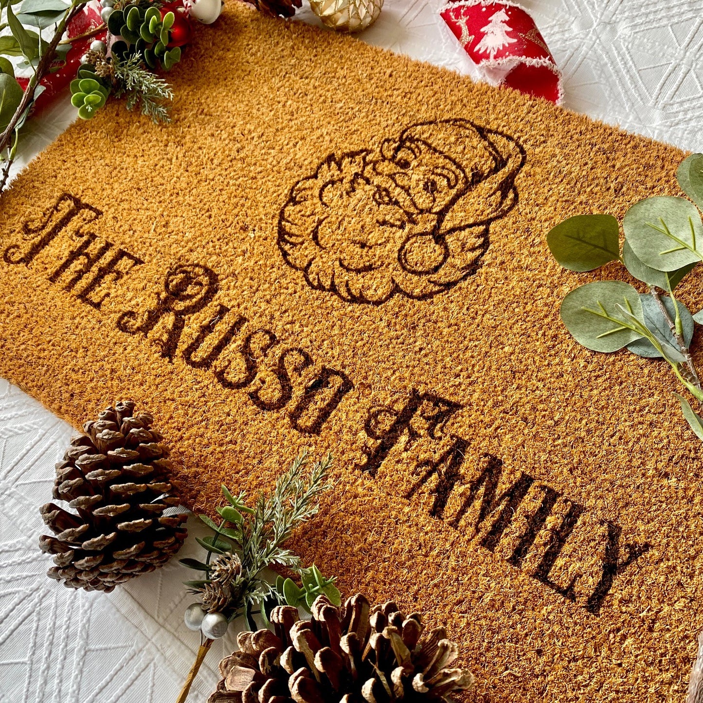 Festive Christmas Personalised Doormat Floormat Engraved Santa Christmas Tree Nutcracker