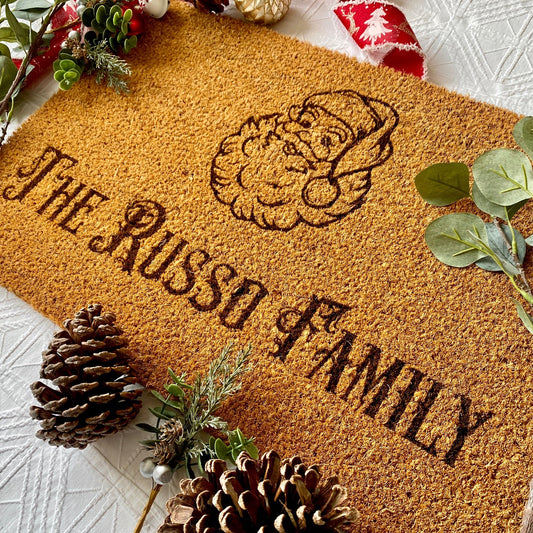 Festive Christmas Personalised Doormat Floormat Engraved Santa Christmas Tree Nutcracker